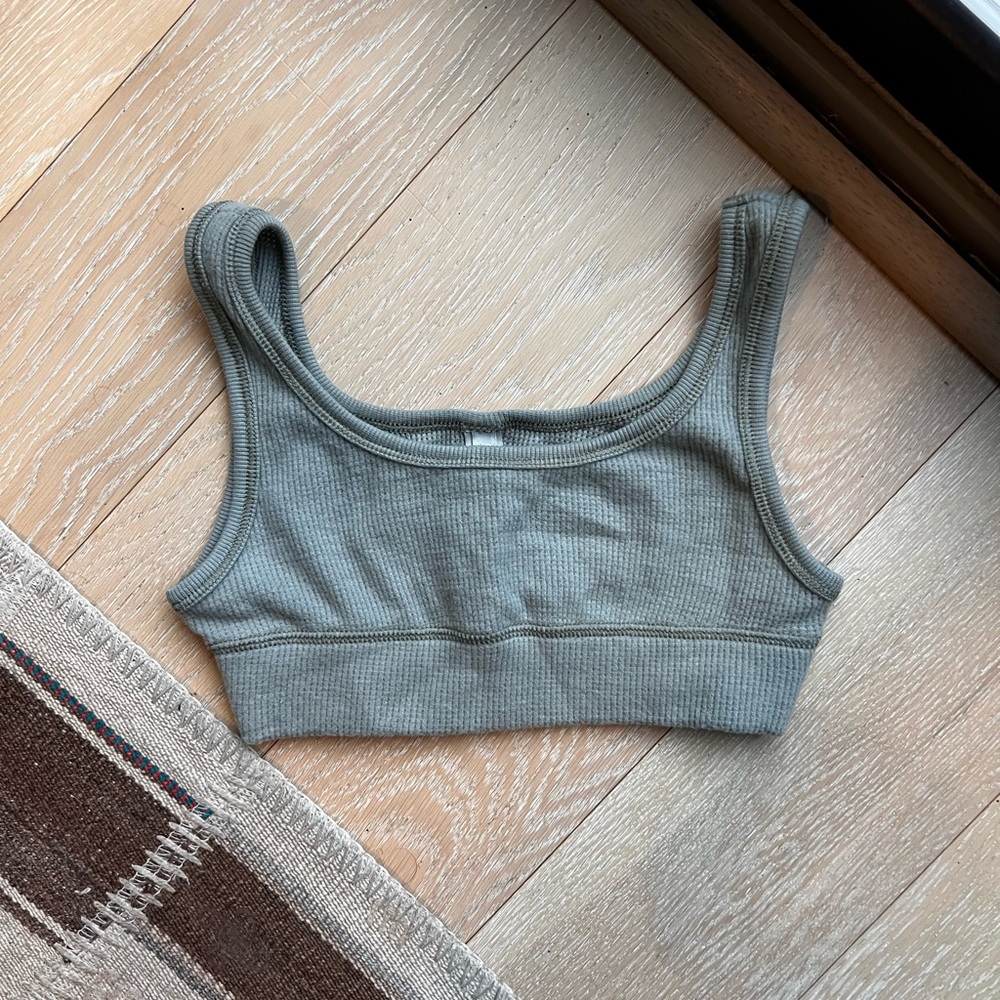 SKIMS Ribbed Sports Bra - Waffle - Sage Green